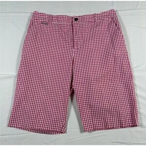 LRL Lauren Active Pink Gingham Bermuda Shorts Womens 8 Preppy Spring Performance